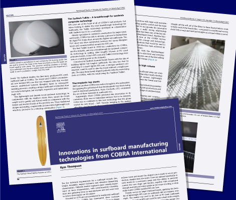 Reinforced Plastics Magazine reviews COBRA’s Innovations in Surfboard Manufacturing over the past 40 years.
